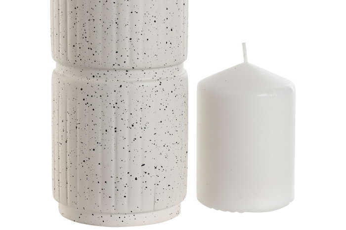 DKD Home Decor Set de 2 Velas Blancas con Soporte DKD Home Decor Set de 2 Velas Blancas con Soporte