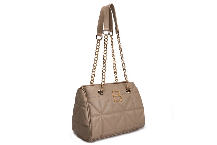 Lucky Bees 391 Bandolera Camel de Polipiel con Bolsillos Interiores, 25x11x21 cm