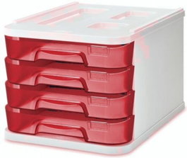 FAIBO Fichero de cajones de sobremesa con 4 cajones, Rojo