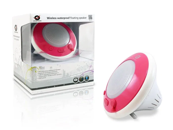 Conceptronic CLLWAPROSPKP Altavoz Bluetooth Portátil Impermeable IPX7 Flotante para Piscina, Autonomía 8h, Color Rosa y Blanco, 3W Conceptronic CLLWAPROSPKP Altavoz Bluetooth Portátil Impermeable IPX7 Flotante para Piscina, Autonomía 8h, Color Rosa y Blanco, 3W