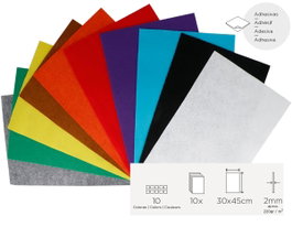 Innspiro Set de 10 láminas de fieltro acrílico adhesivas surtidas 30x45cm