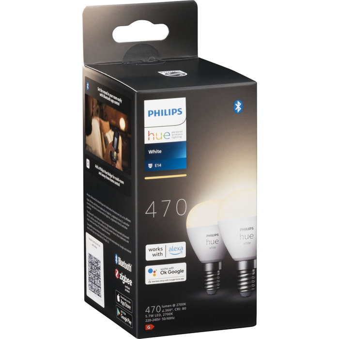 Philips Hue Set de 2 Lámparas LED E14 5,7W 470lm Blanco Cálido Philips Hue Set de 2 Lámparas LED E14 5,7W 470lm Blanco Cálido