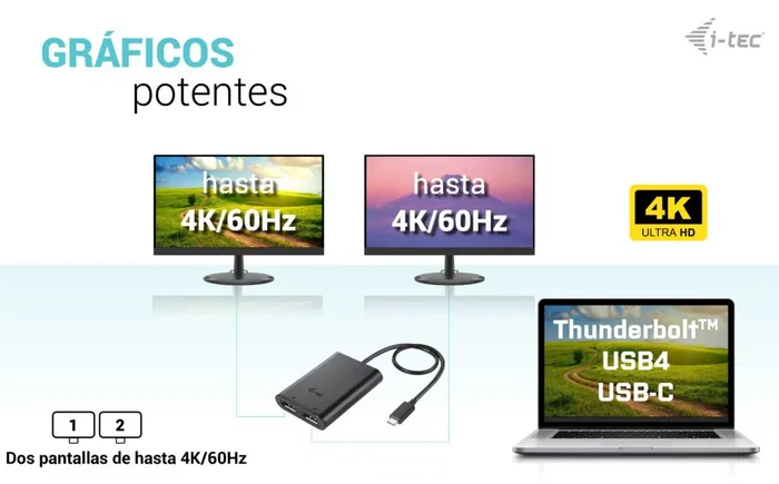 i-tec C31DUAL4K60DP Adaptador USB-C a Dual DisplayPort 8K 30Hz / 4K 60Hz para 2 Monitores, Plug & Play, Compatible con Windows/Mac/Linux, Negro i-tec C31DUAL4K60DP Adaptador USB-C a Dual DisplayPort 8K 30Hz / 4K 60Hz para 2 Monitores, Plug & Play, Compatible con Windows/Mac/Linux, Negro