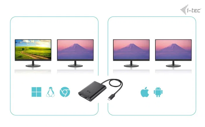 i-tec C31DUAL4K60DP Adaptador USB-C a Dual DisplayPort 8K 30Hz / 4K 60Hz para 2 Monitores, Plug & Play, Compatible con Windows/Mac/Linux, Negro i-tec C31DUAL4K60DP Adaptador USB-C a Dual DisplayPort 8K 30Hz / 4K 60Hz para 2 Monitores, Plug & Play, Compatible con Windows/Mac/Linux, Negro