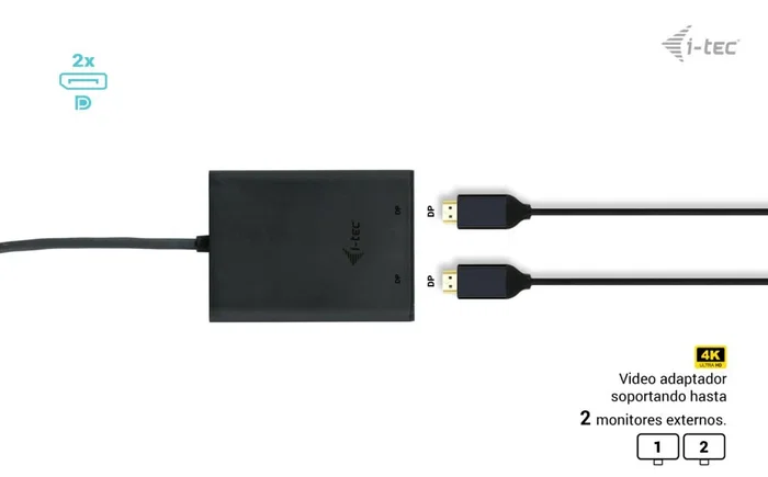 i-tec C31DUAL4K60DP Adaptador USB-C a Dual DisplayPort 8K 30Hz / 4K 60Hz para 2 Monitores, Plug & Play, Compatible con Windows/Mac/Linux, Negro i-tec C31DUAL4K60DP Adaptador USB-C a Dual DisplayPort 8K 30Hz / 4K 60Hz para 2 Monitores, Plug & Play, Compatible con Windows/Mac/Linux, Negro