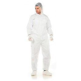 Steelpro Buzo Desechable de Trabajo - Mono 100% Polipropileno Blanco Talla XL con Cremallera Frontal y Ajustes Elásticos para Protección Básica