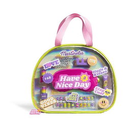 Martinelia Bolso de Belleza Super Girl Kit de Maquillaje Infantil con Uñas Postizas, Esmaltes, Pegatinas, Separador de Dedos y Brillo de Labios