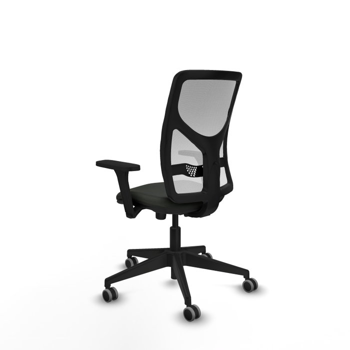 Silla de oficina Motilla con mecanismo Sincro tapizada con Tela color Negro y malla color Blanco. Equipada con lumbar 1D, Brazos 3D y Ruedas 65 mm parqué Silla de oficina Motilla con mecanismo Sincro tapizada con Tela color Negro y malla color Blanco. Equipada con lumbar 1D, Brazos 3D y Ruedas 65 mm parqué