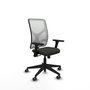 Silla de oficina Motilla con mecanismo Sincro tapizada con Tela color Negro y malla color Blanco. Equipada con lumbar 1D, Brazos 3D y Ruedas 65 mm parqué
