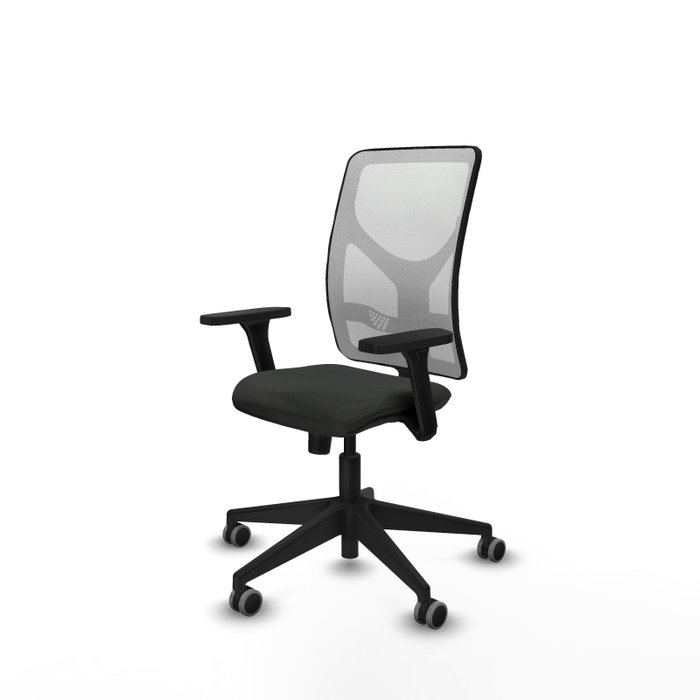 Silla de oficina Motilla con mecanismo Sincro tapizada con Tela color Negro y malla color Blanco. Equipada con lumbar 1D, Brazos 3D y Ruedas 65 mm parqué Silla de oficina Motilla con mecanismo Sincro tapizada con Tela color Negro y malla color Blanco. Equipada con lumbar 1D, Brazos 3D y Ruedas 65 mm parqué