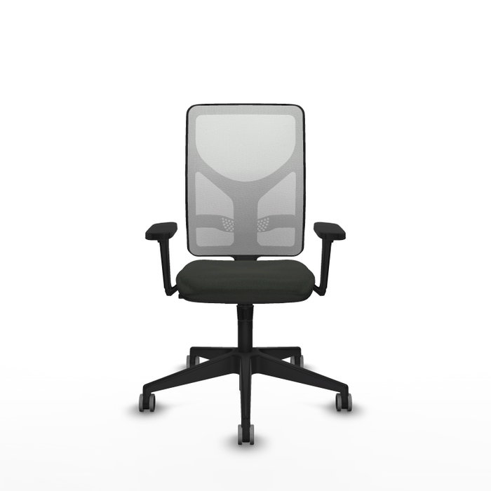 Silla de oficina Motilla con mecanismo Sincro tapizada con Tela color Negro y malla color Blanco. Equipada con lumbar 1D, Brazos 3D y Ruedas 65 mm parqué Silla de oficina Motilla con mecanismo Sincro tapizada con Tela color Negro y malla color Blanco. Equipada con lumbar 1D, Brazos 3D y Ruedas 65 mm parqué