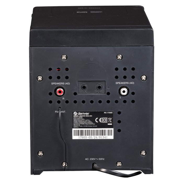 Denver MDA-285 Minicadena de Música con DAB+, FM, Bluetooth, CD y USB, Negro