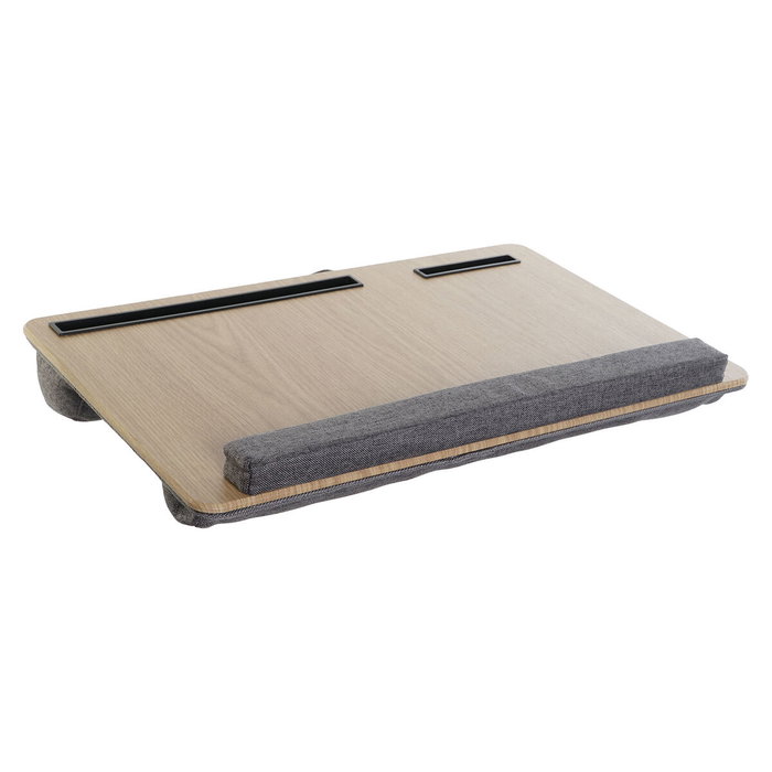 DKD Home Decor Bandeja MDF Poliéster Ordenador Natural y Gris 55x35x7cm