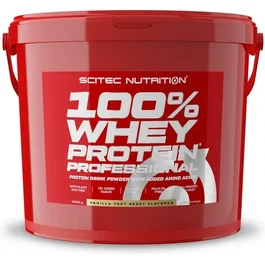 SCITEC NUTRITION 100% Whey Protein 5000G Vainilla-Frutas Del Bosque para Masa Muscular y Conservación Ósea