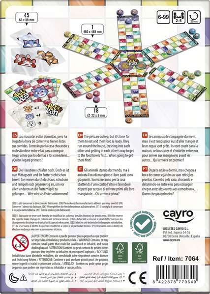 Cayro Pet's Run Juego de Tablero Familiar Multilingüe - Para 2+ Años, Tablero, 18 Fichas, 45 Cartas (FSC 100% y Mix Paper)