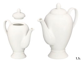 Vessia Tetera de Porcelana Blanca 1.1 L (1100 ml) para Té, Ovalada, 22 cm de Alto (Set de 12)