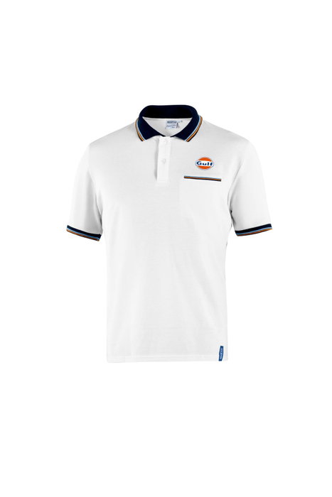 Sparco SBML0004S0W0100M - Polo Piquet Blanco con Bolsillo y Detalles de Parche TPU Tejido - 100% Algodón 200 gr/m2 - Talla M