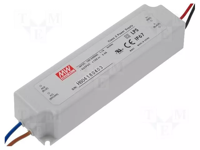 MEAN WELL LPV-35-15 Alimentador LED 36W 15VDC 2,4A MEAN WELL LPV-35-15 Alimentador LED 36W 15VDC 2,4A