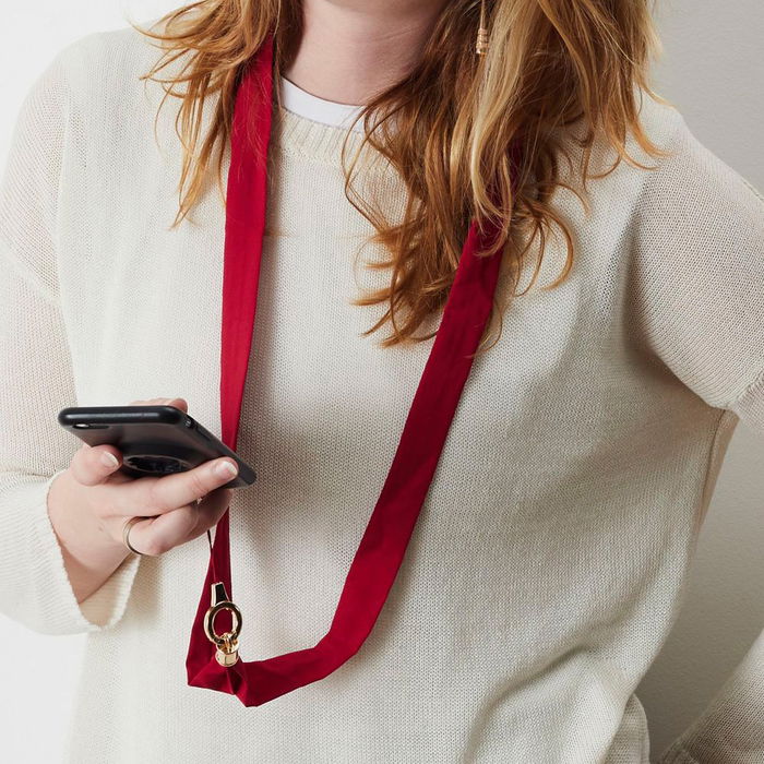 Be Mix Correa Bandolera Móvil Tela Negra Roja Salpicado Topos Blancos Contorno 120 cm