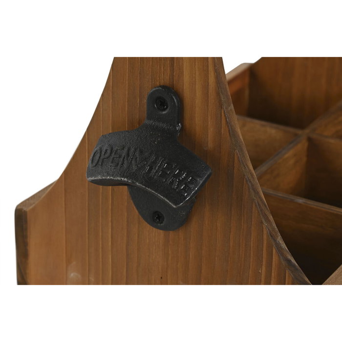 DKD Home Decor Caja Tradicional Portabotellas con Abridor Madera y Metal Marrón DKD Home Decor Caja Tradicional Portabotellas con Abridor Madera y Metal Marrón