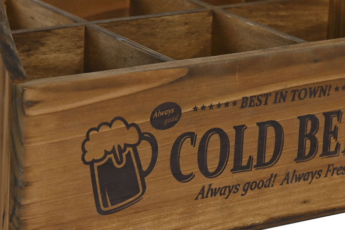 DKD Home Decor 1c24 Caja Tradicional Portabotellas con Abridor Madera Metal Marrón 19x26x27 cm