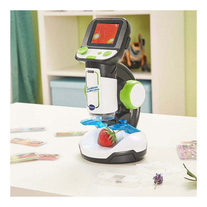 VTech 616104 Microscope Microscopeo Interactivo para Ninos con Pantalla LCD, Multicolor, para Ninos de 7+ Anos, Educacion STEM