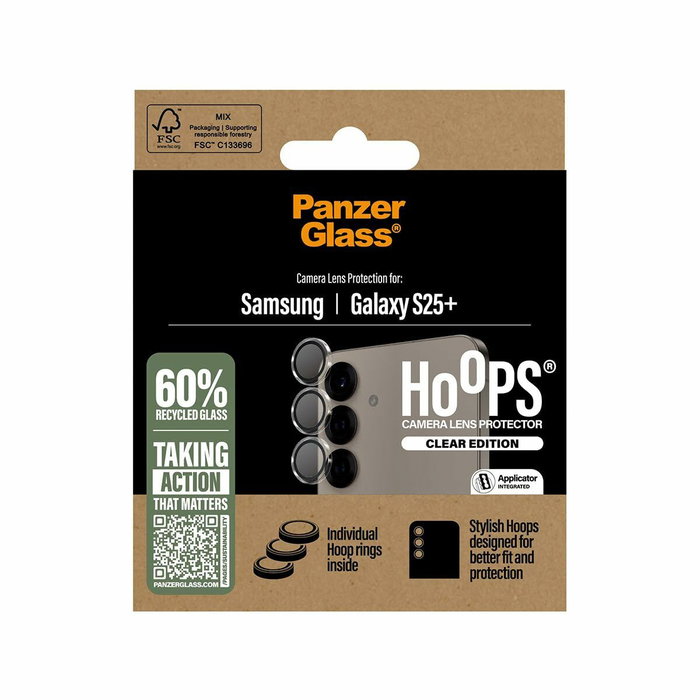PanzerGlass Hoops Protector de lente de cámara para Samsung Galaxy S25+, Transparente