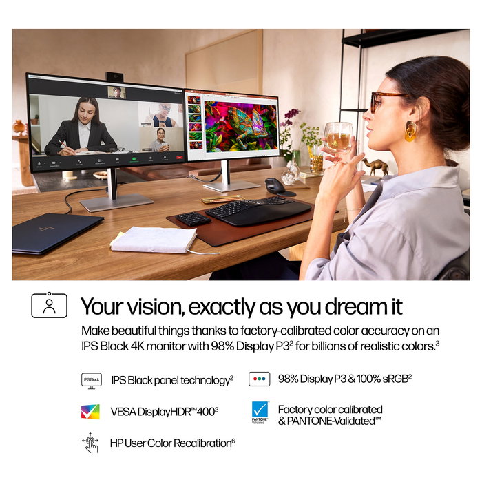 HP 727pm Monitor de Videoconferencia 4K de 27 Pulgadas IPS 3840x2160@60Hz con USB-C, DP y HDMI