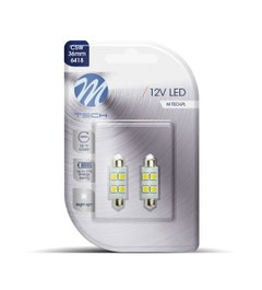 M-Tech L072 W Bombilla LED C5W 36mm 4x SMD5050 Blanco para Matrícula y Luz Interior 12V