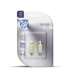 M-Tech L072 W Bombilla LED C5W 36mm 4x SMD5050 Blanco para Matrícula y Luz Interior 12V