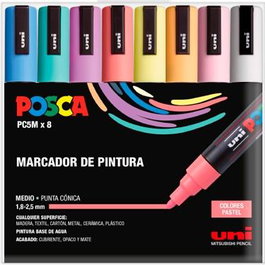 POSCA Estuche de 8 Marcadores PC-5M Colores Pastel