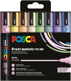 Marcador T.Opaca No Perm. Uni Posca 1,8 (Pc-5M) Colores Pastel Estuche De 8