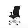 PIQUERAS Y CRESPO Silla Albacete confidente con mecanismo Sincro, Similpiel Negro, Base aluminio, Brazos 1D