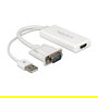 DELOCK Adaptador VGA + Audio a HDMI con Cable 62460, 0.25m, Resolución 1920x1080