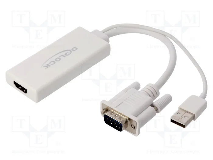 DeLOCK Adaptador VGA + Audio a HDMI con cable, Blanco