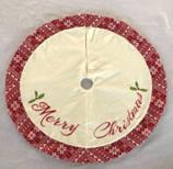 DKD Home Decor Base para Árbol de Poliéster Rojo y Blanco 106x106x2 cm