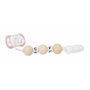 Muñecas Arias Set Chupete Rosa/Blanco con Cadena de Bolas de Madera y Pinza Blanca