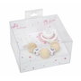 Muñecas Arias Set Chupete Rosa/Blanco con Cadena de Bolas de Madera y Pinza Blanca