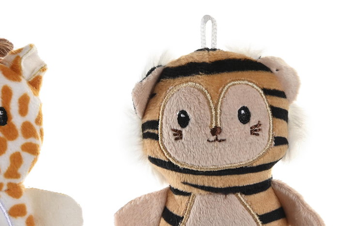 DKD Home Decor Llavero Multicolor Poliester Animales para Niños 4 x 10 x 6 cm (16 Unidades)