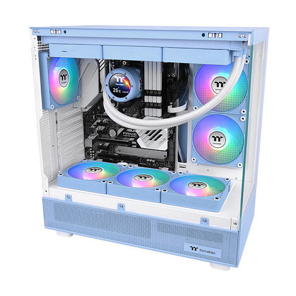 Thermaltake CT140 EX Reverse ARGB Sync Ventilador PC 140mm, Paquete de 3 Ventiladores, Azul Hortensia