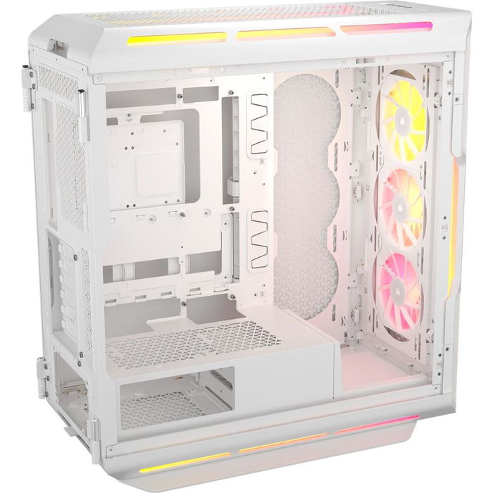 Corsair iCUE 5000T LX RGB - Caja ATX Semitorre Gaming, Cristal Templado Blanco, con 3 Ventiladores RGB, Controlador LED, Soporte E-ATX