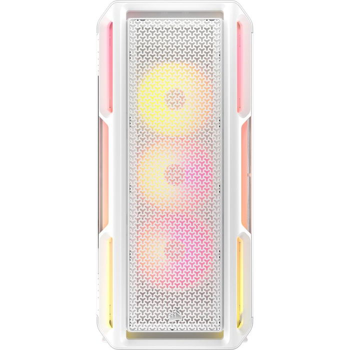 Corsair iCUE 5000T LX RGB - Caja ATX Semitorre Gaming, Cristal Templado Blanco, con 3 Ventiladores RGB, Controlador LED, Soporte E-ATX