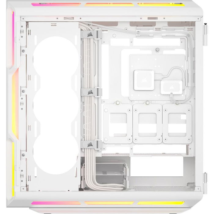 Corsair iCUE 5000T LX RGB - Caja ATX Semitorre Gaming, Cristal Templado Blanco, con 3 Ventiladores RGB, Controlador LED, Soporte E-ATX