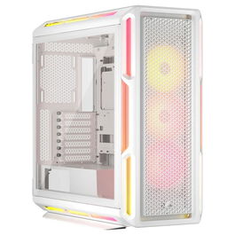 Corsair iCUE 5000T LX RGB - Caja ATX Semitorre Gaming, Cristal Templado Blanco, con 3 Ventiladores RGB, Controlador LED, Soporte E-ATX