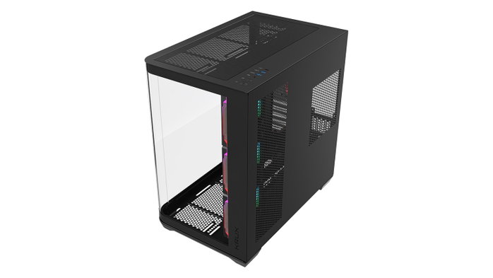 Krux Tano Gabinete PC con Vidrio Curvado, 4 Ventiladores ARGB PWM 120mm, USB-C, Hub PWM y ARGB