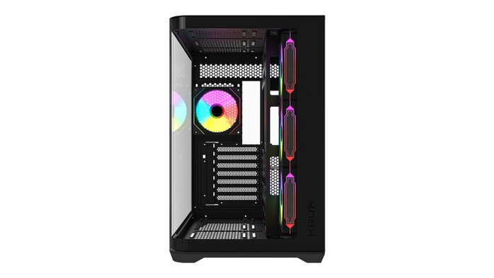 Krux Tano Gabinete PC con Vidrio Curvado, 4 Ventiladores ARGB PWM 120mm, USB-C, Hub PWM y ARGB