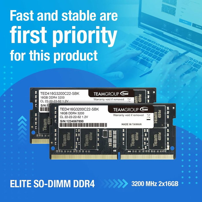 Team Group ELITE TED48G3200C22-S01 8 GB DDR4 3200 MHz SO-DIMM Team Group ELITE TED48G3200C22-S01 8 GB DDR4 3200 MHz SO-DIMM