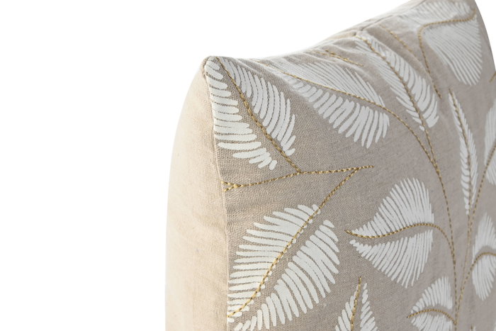 DKD Home Decor Pack de 2 Cojines Impresos Beige, Blanco y Dorado