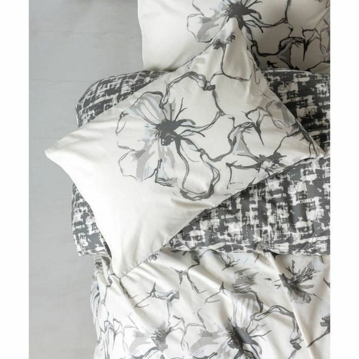 Aucune Juego de cama Antracita - 1 funda nórdica 220x240 cm + 2 fundas de almohada 60x60 cm - 100% algodón
