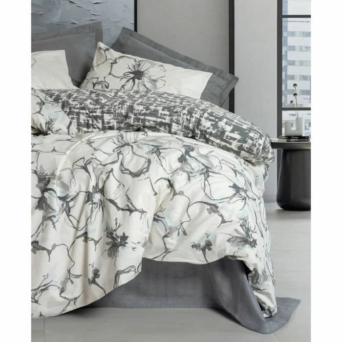 Aucune Juego de cama Antracita - 1 funda nórdica 220x240 cm + 2 fundas de almohada 60x60 cm - 100% algodón